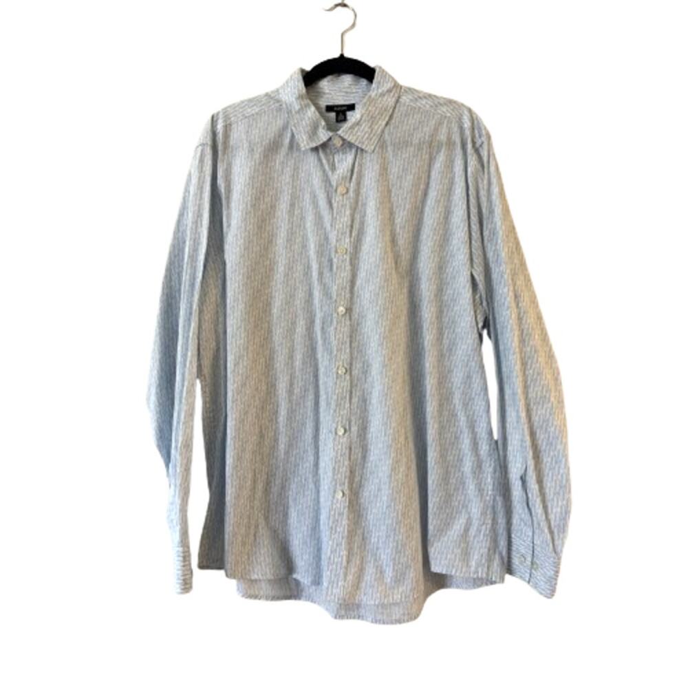 ALFANI Men's Button Up Dress Shirt Size XL Blue‎ Geometric Collared Long Sleeve